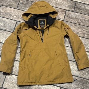 Volcom Hooded Pullover gore-tex in Mustard Yellow with Black Trim size lg women